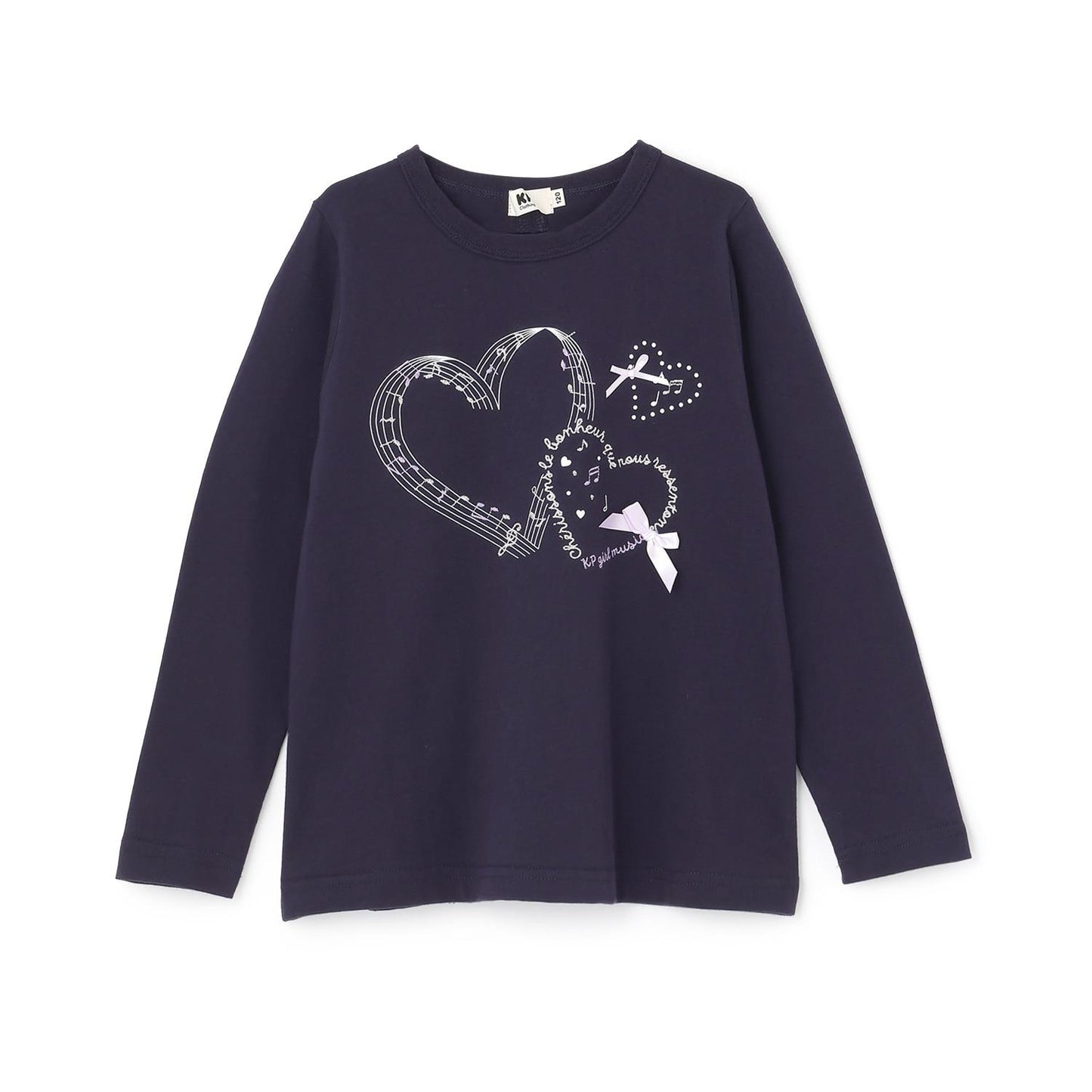 愛心與音樂圖案長袖T恤