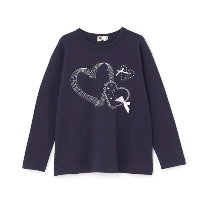 愛心與音樂圖案長袖T恤