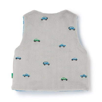 塔夫綢×汽車刺繡內裡羊羔絨加棉馬甲