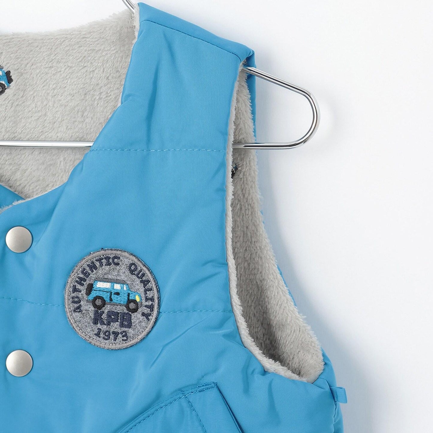 塔夫綢×汽車刺繡內裡羊羔絨加棉馬甲