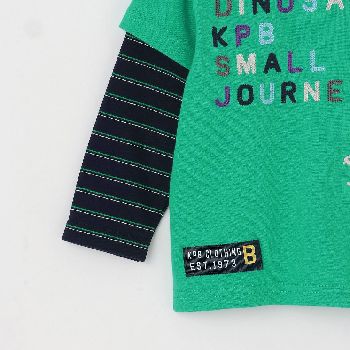 恐龍刺繡假兩件長袖T恤