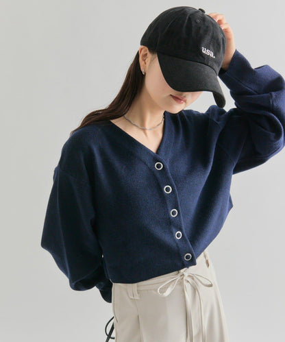 V領紐扣開衫
