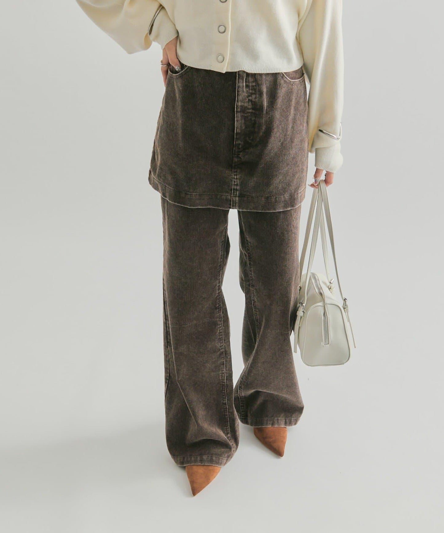 【mystic】層疊燈芯絨長褲