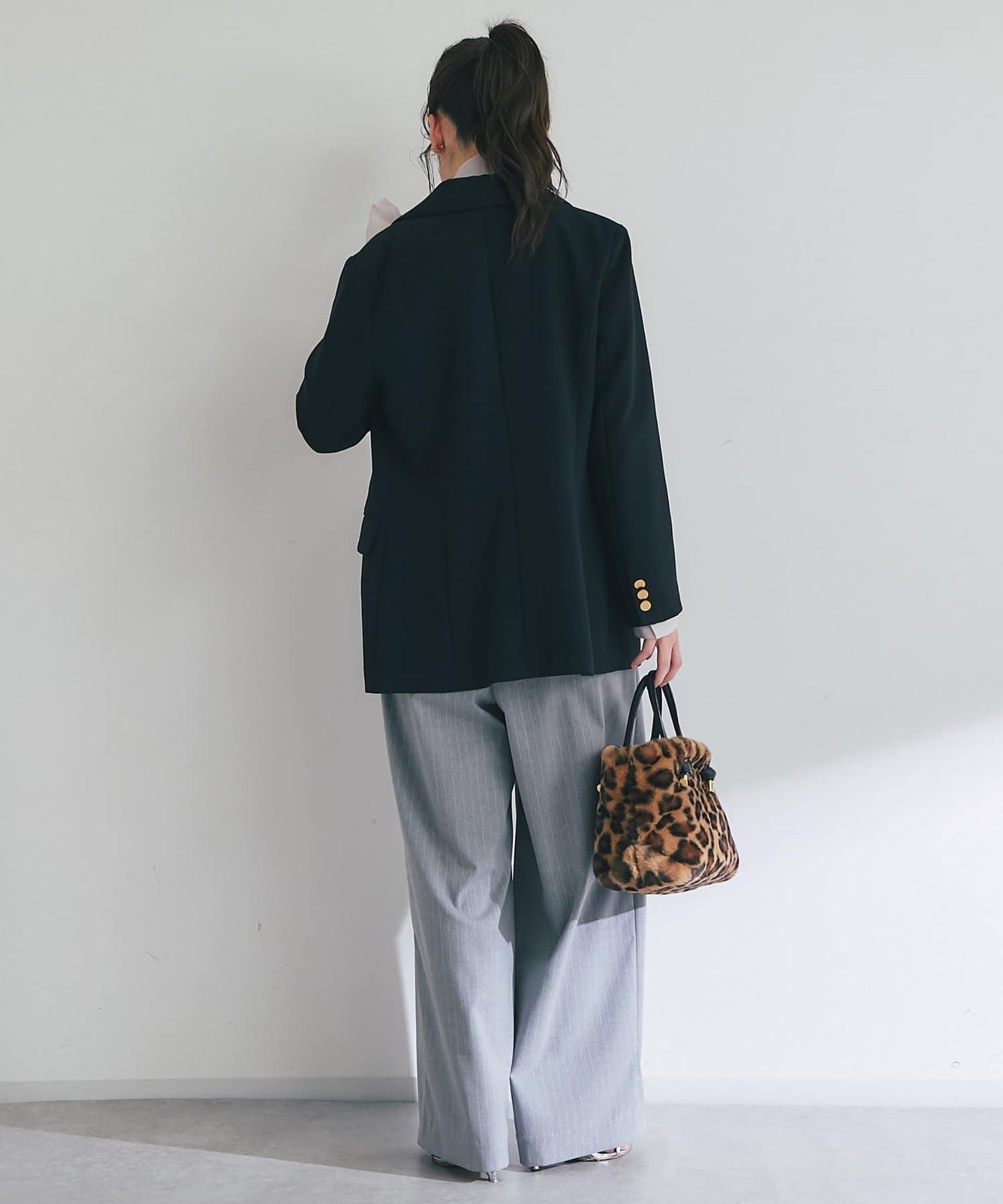 【可成套搭配・修飾美腿】條紋寬腿褲