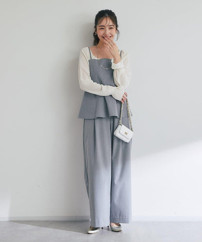 【可成套穿搭・顯瘦搭配】條紋後繫帶吊帶