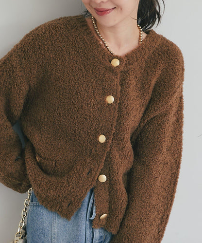 【適度休閒感】羊毛絨針織夾克開衫