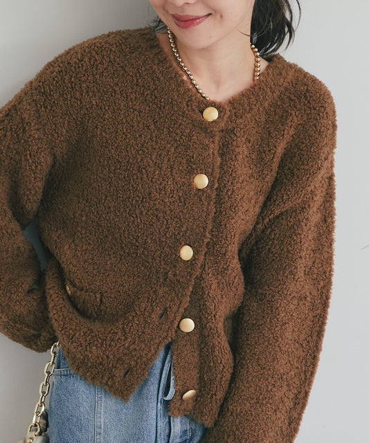 【適度休閒感】羊毛絨針織夾克開衫