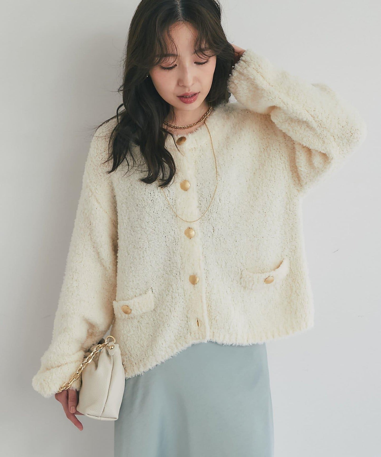 【適度休閒感】羊毛絨針織夾克開衫