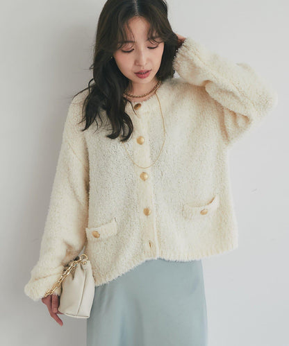 【適度休閒感】羊毛絨針織夾克開衫