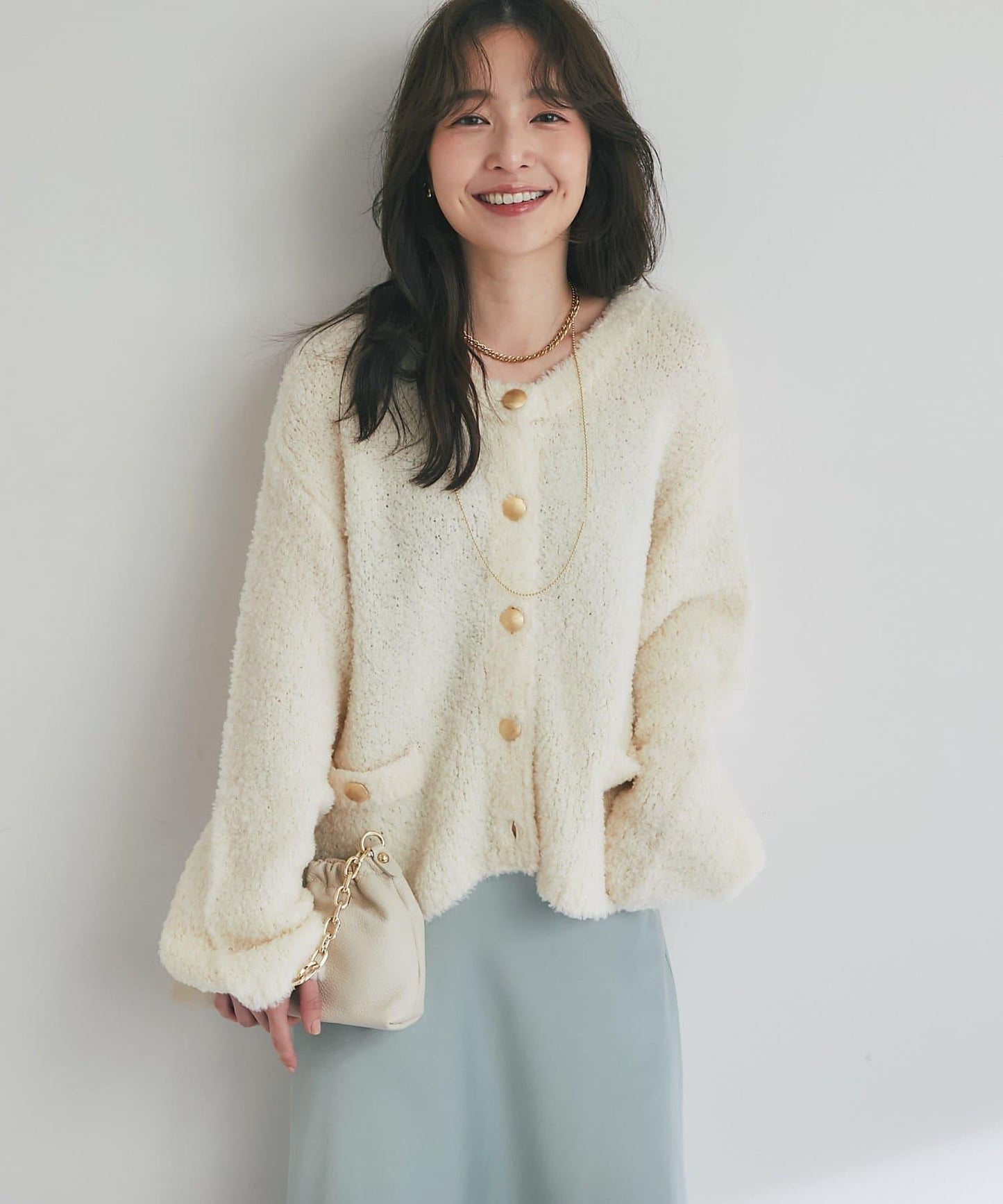 【適度休閒感】羊毛絨針織夾克開衫