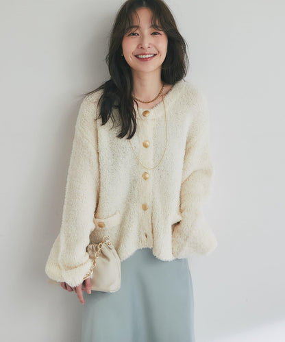 【適度休閒感】羊毛絨針織夾克開衫