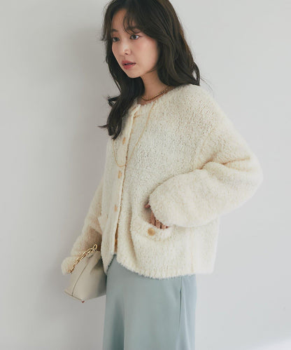 【適度休閒感】羊毛絨針織夾克開衫