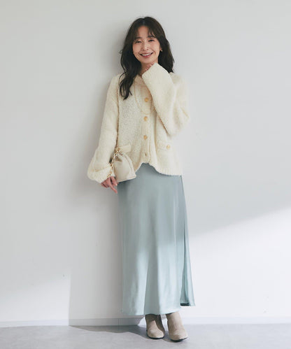 【適度休閒感】羊毛絨針織夾克開衫