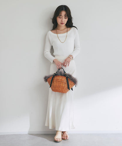 【百搭顯瘦】亮片羅紋一字肩八分袖針織衫