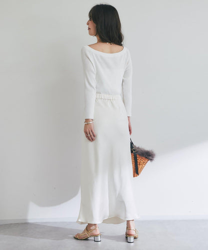 【百搭顯瘦】亮片羅紋一字肩八分袖針織衫