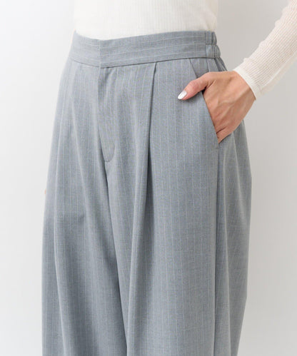 【可成套搭配・修飾美腿】條紋寬腿褲