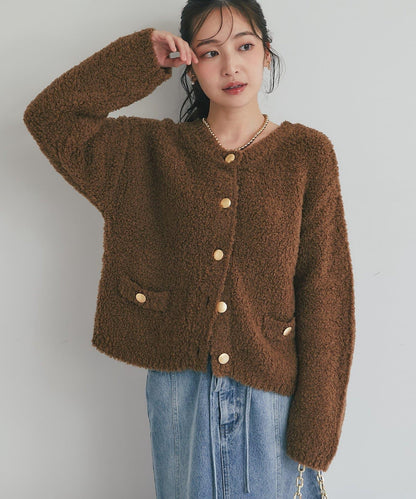 【適度休閒感】羊毛絨針織夾克開衫