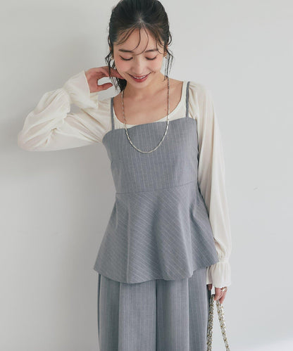 【可成套穿搭・顯瘦搭配】條紋後繫帶吊帶