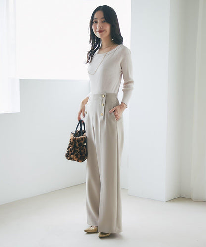 【百搭顯瘦】亮片羅紋一字肩八分袖針織衫