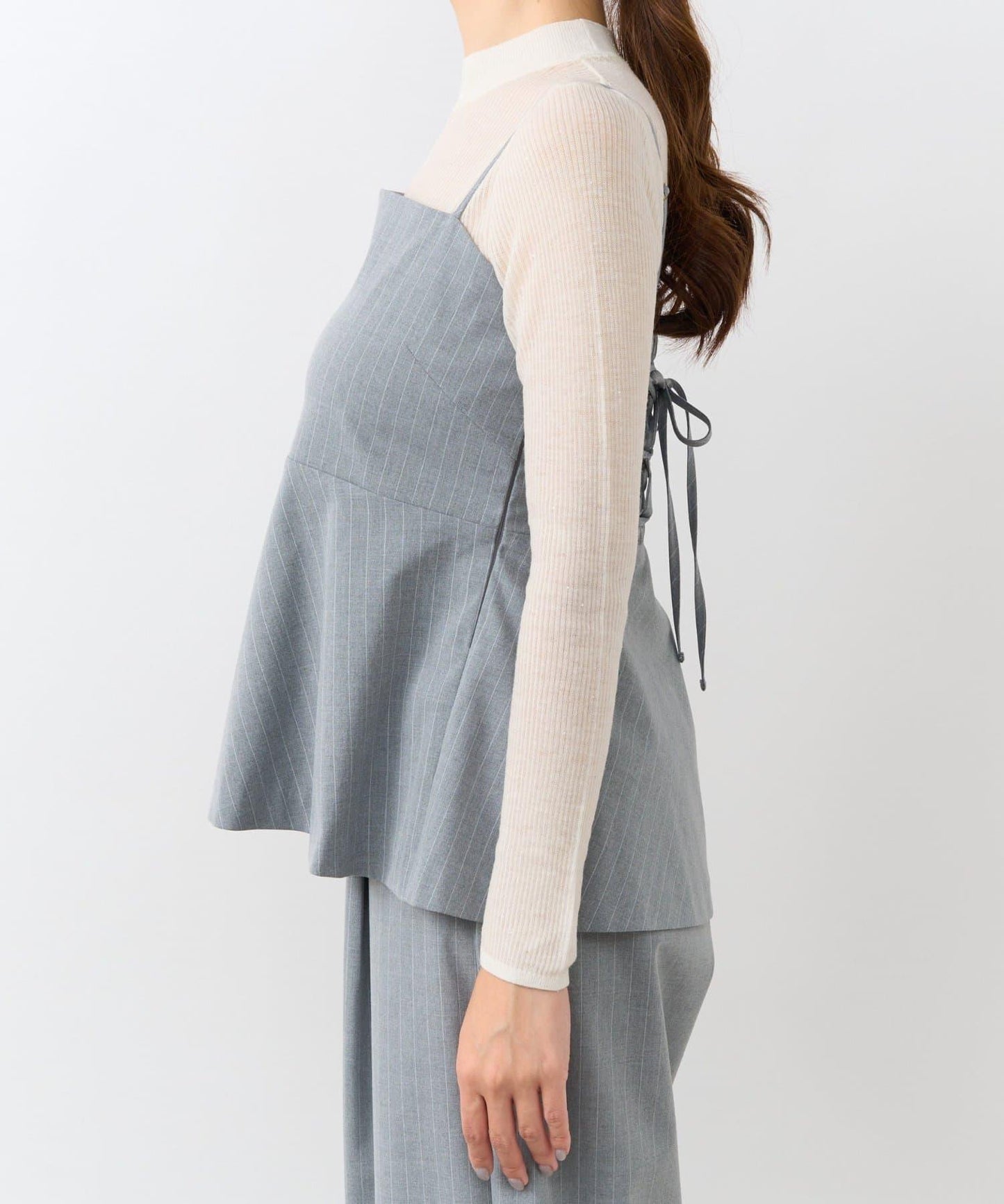 【可成套穿搭・顯瘦搭配】條紋後繫帶吊帶