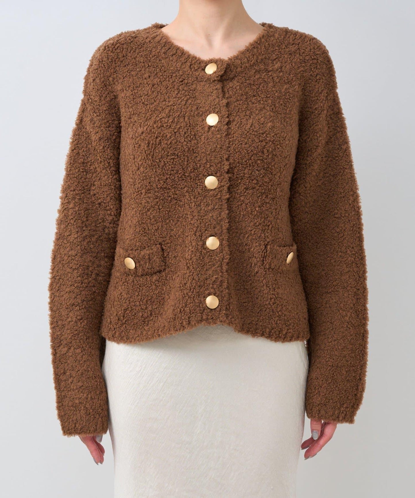 【適度休閒感】羊毛絨針織夾克開衫