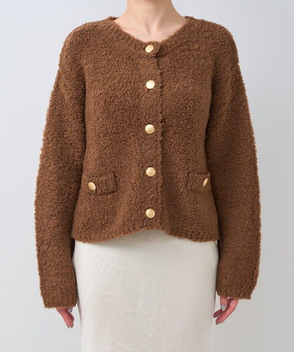 【適度休閒感】羊毛絨針織夾克開衫