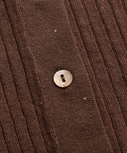 【成熟感透視針織衫】透視亮片翻領羅紋針織衫