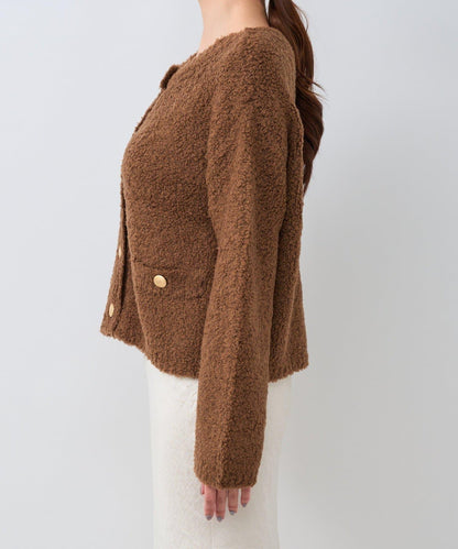 【適度休閒感】羊毛絨針織夾克開衫