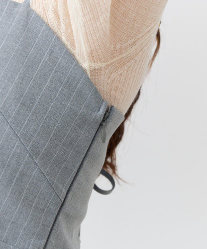 【可成套穿搭・顯瘦搭配】條紋後繫帶吊帶