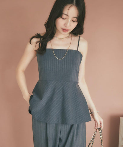 【可成套穿搭・顯瘦搭配】條紋後繫帶吊帶