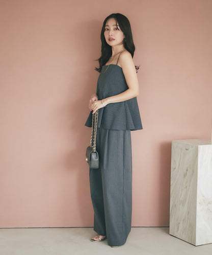 【可成套穿搭・顯瘦搭配】條紋後繫帶吊帶