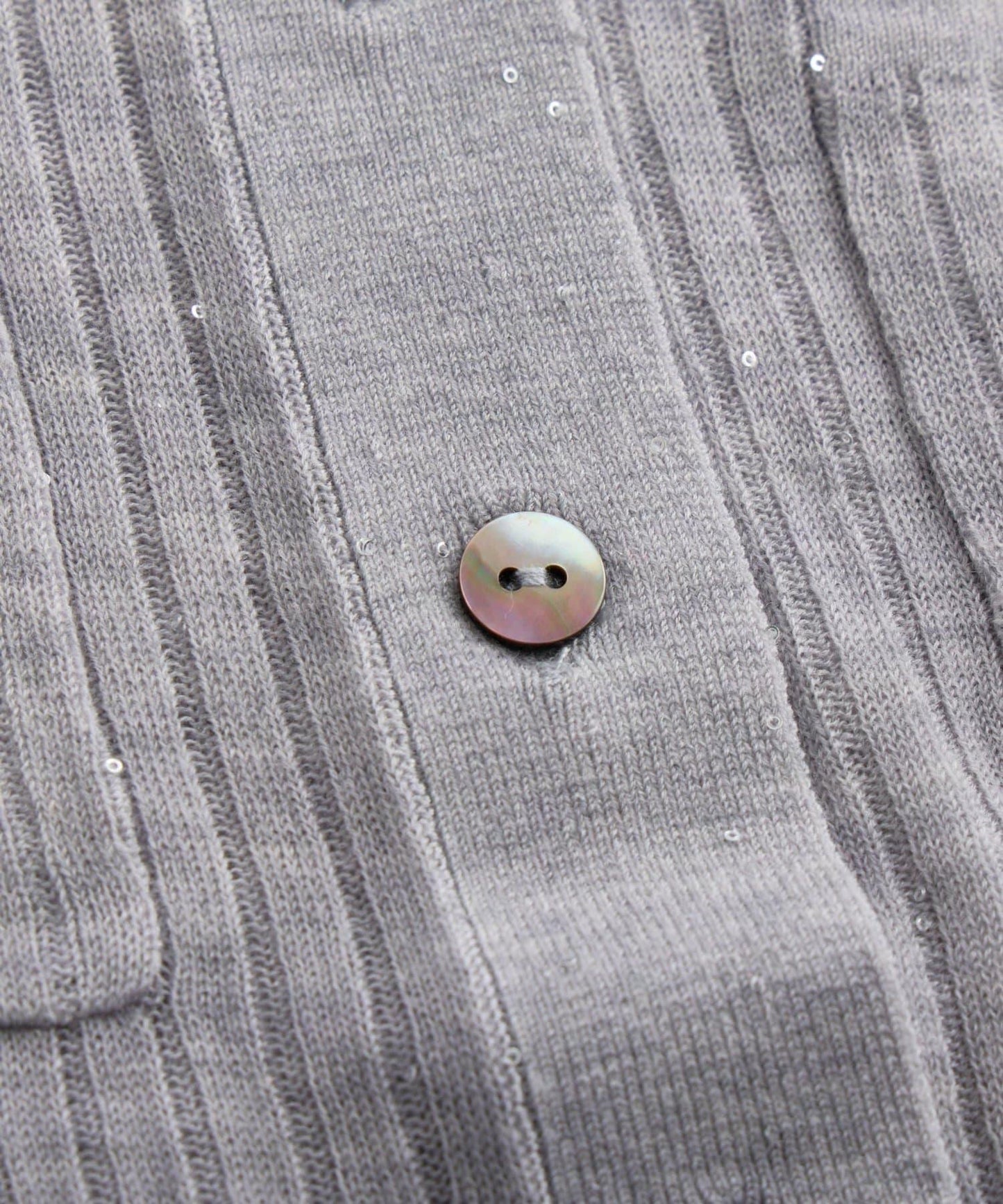 【成熟感透視針織衫】透視亮片翻領羅紋針織衫