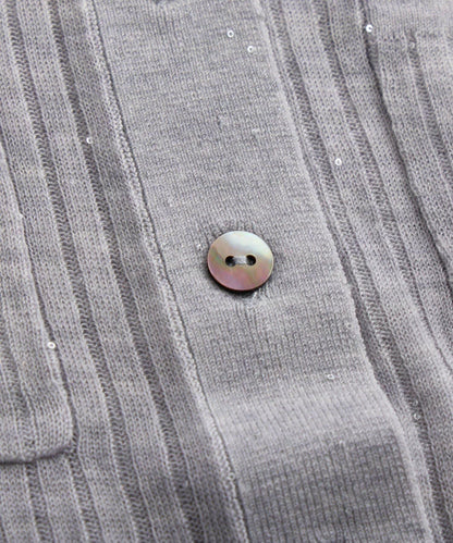 【成熟感透視針織衫】透視亮片翻領羅紋針織衫