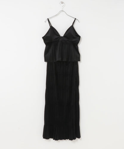 百褶拼接連衣裙