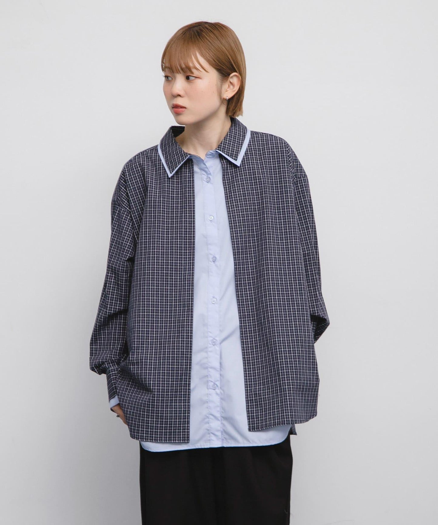格紋寬鬆襯衫