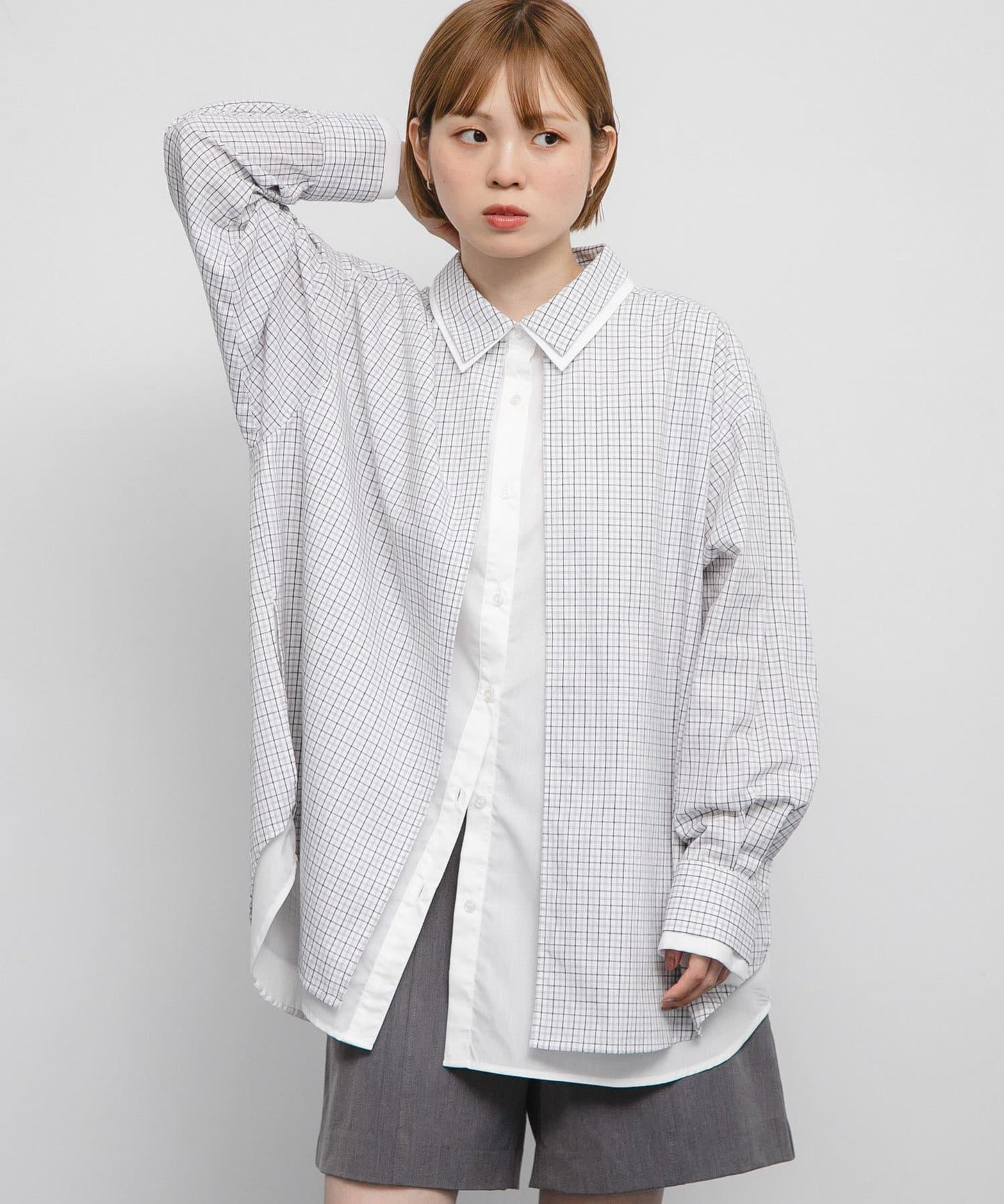 格紋寬鬆襯衫
