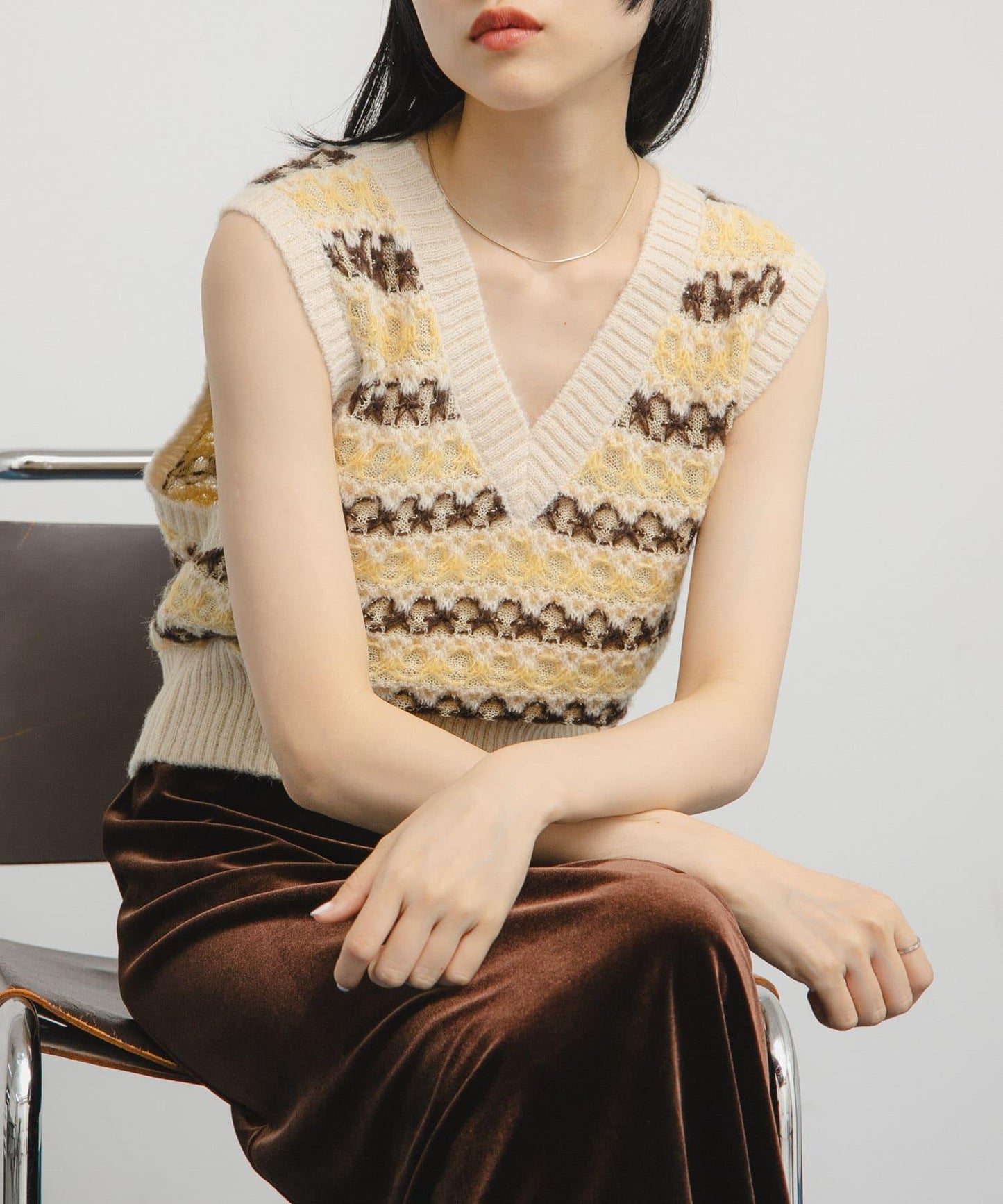 透視提花針織背心