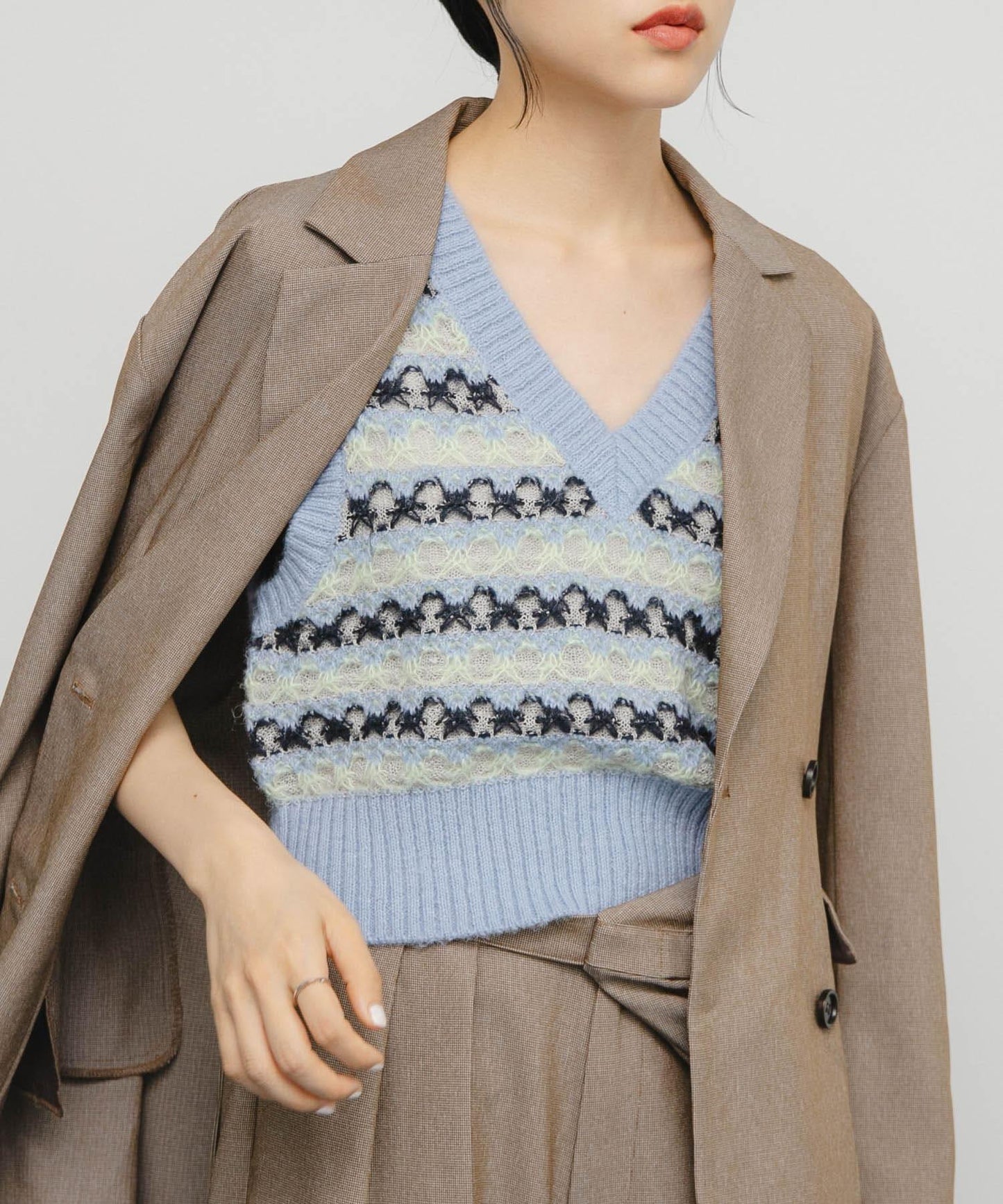 透視提花針織背心