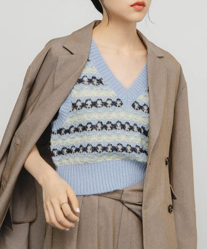 透視提花針織背心