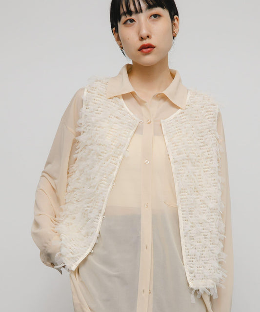 網紗流蘇上衣