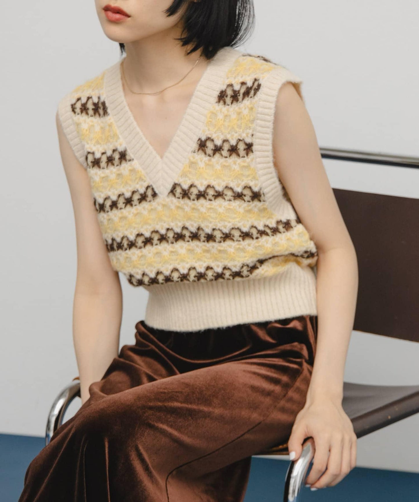 透視提花針織背心