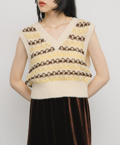 透視提花針織背心