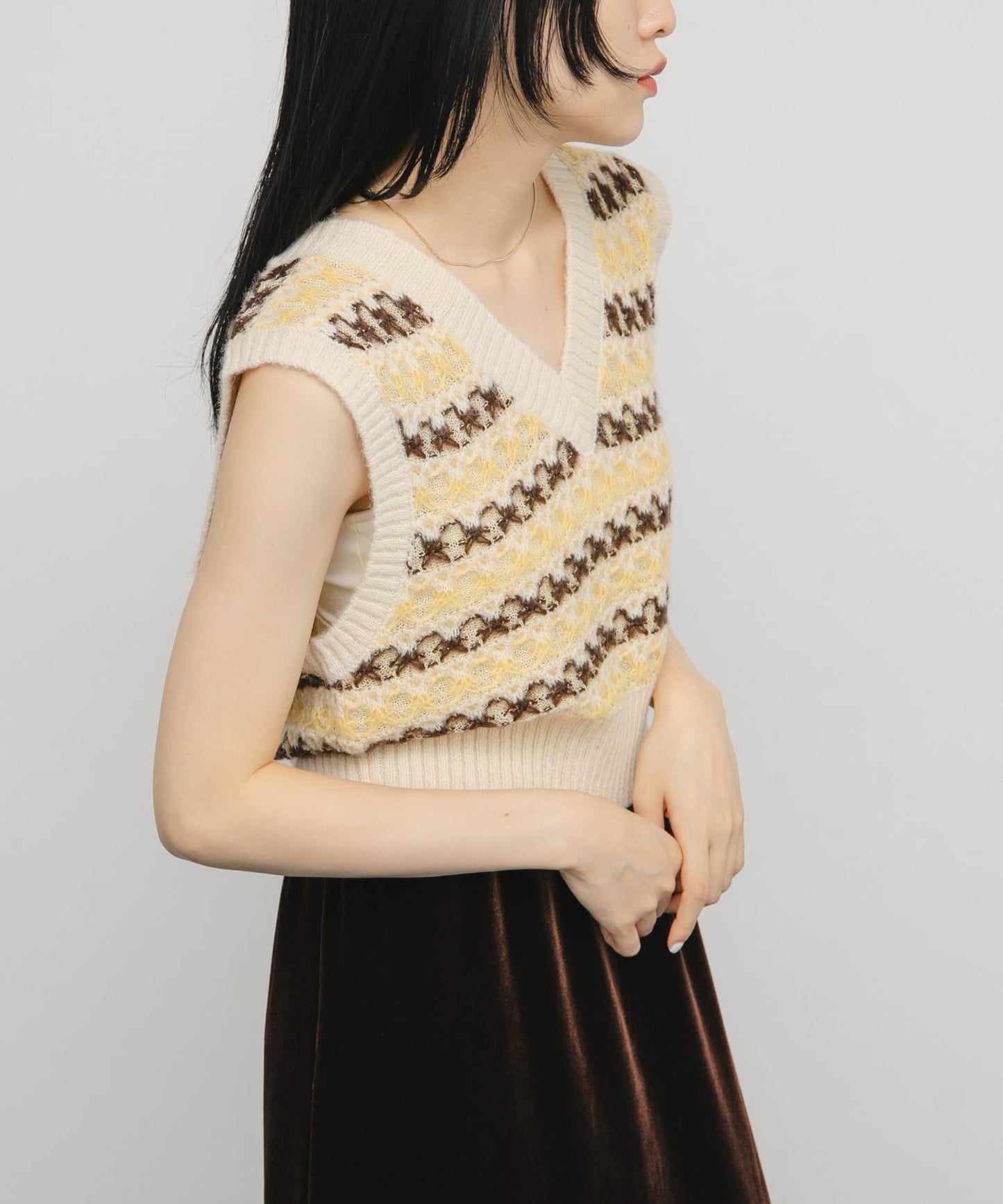 透視提花針織背心