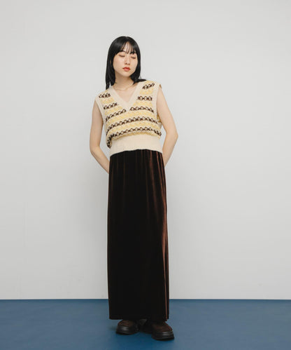 透視提花針織背心