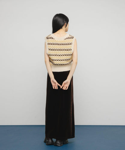 透視提花針織背心