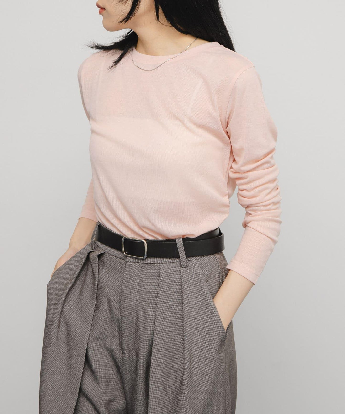 透視羅紋設計針織衫