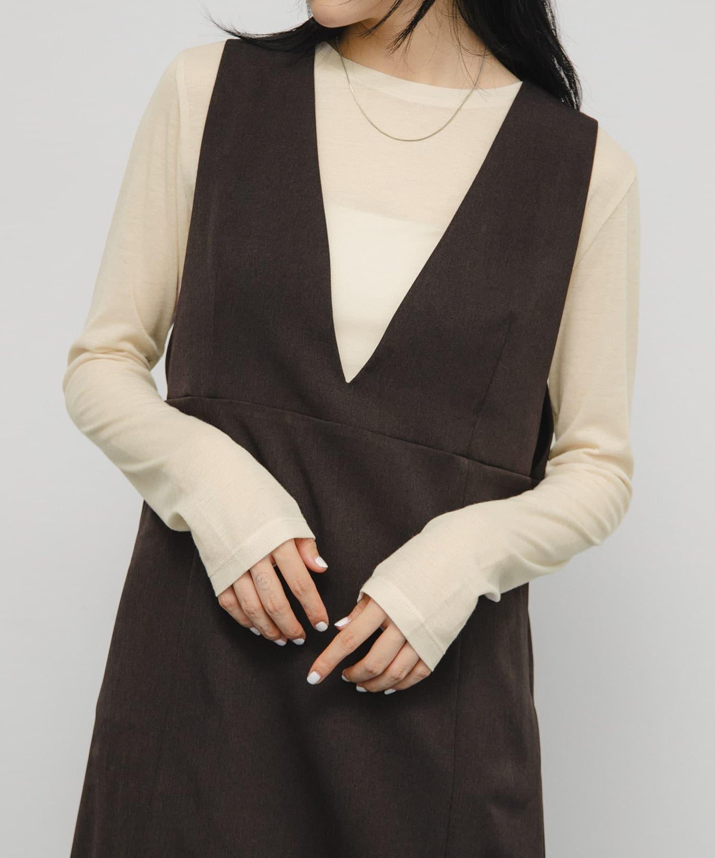 透視羅紋設計針織衫