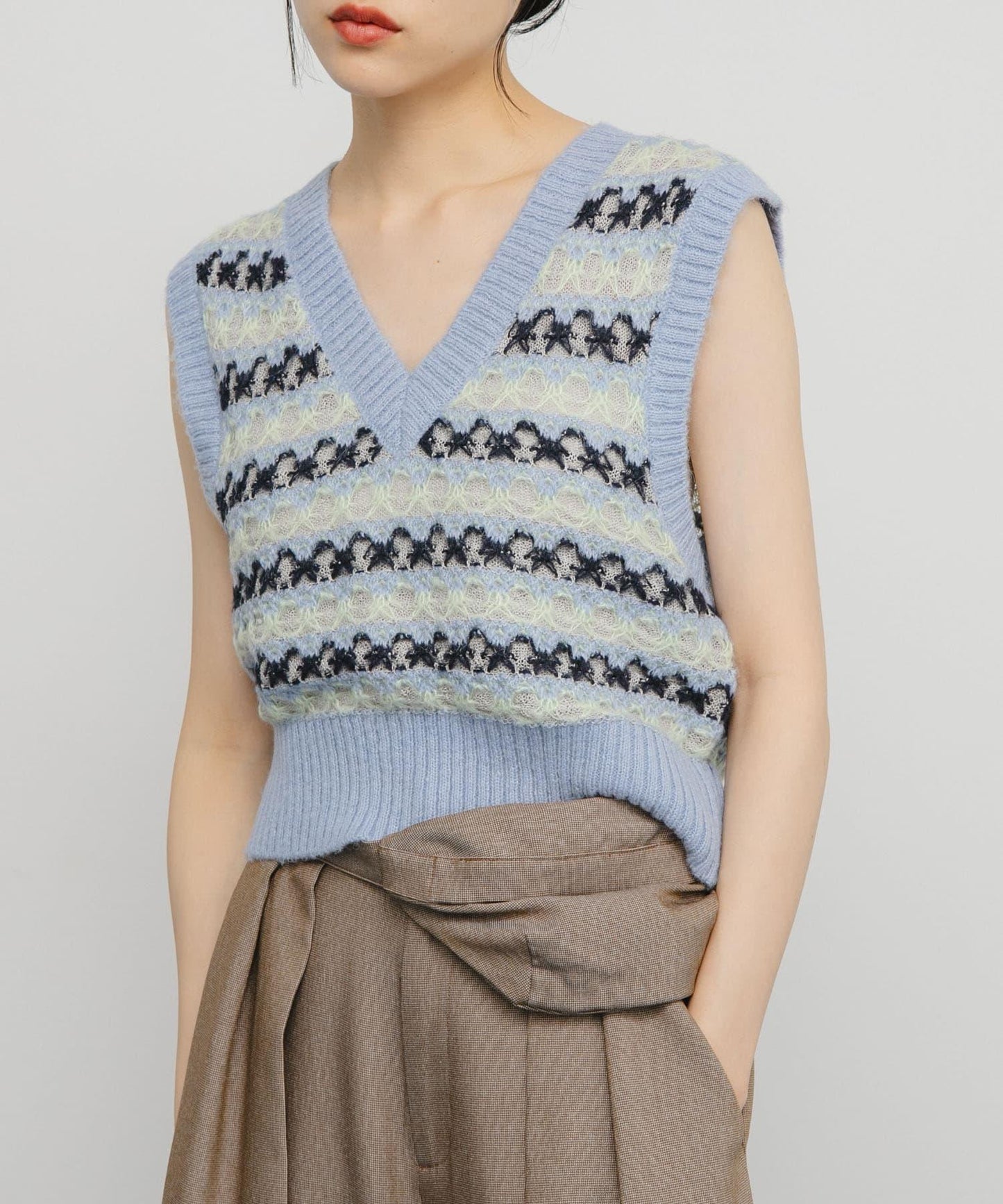 透視提花針織背心