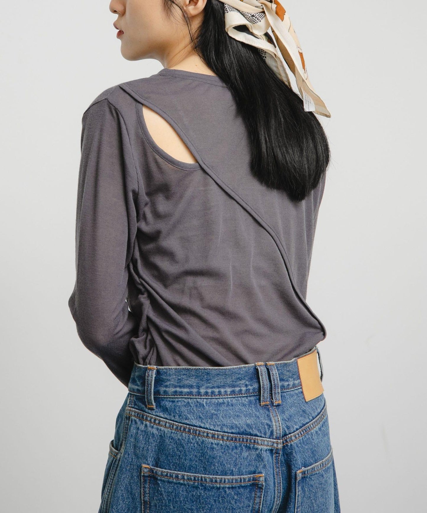 透視羅紋設計針織衫