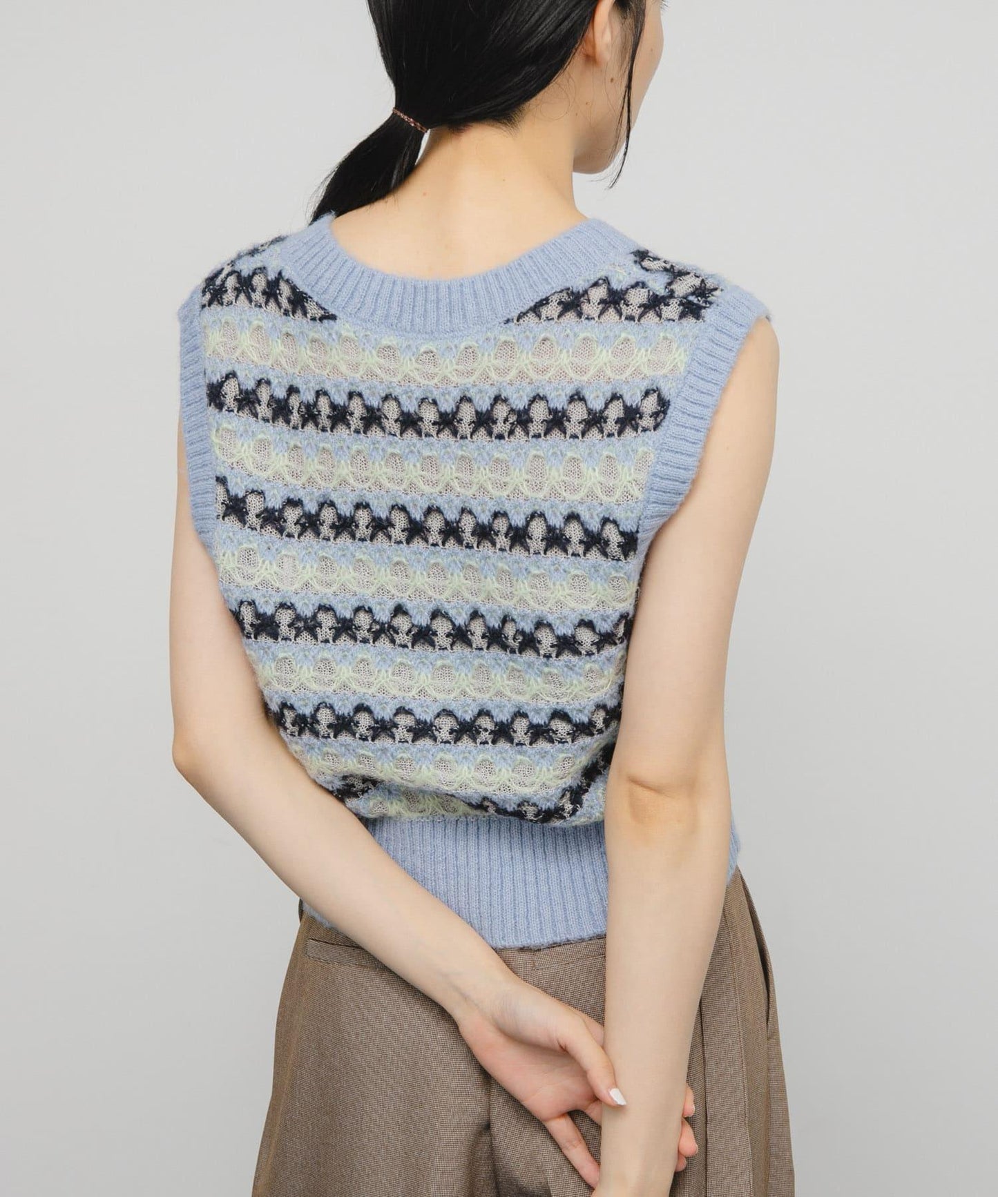 透視提花針織背心